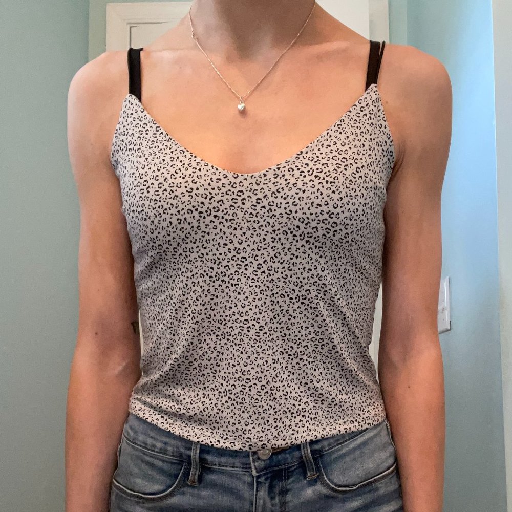 Gaze White Leopard Print Tank Top
